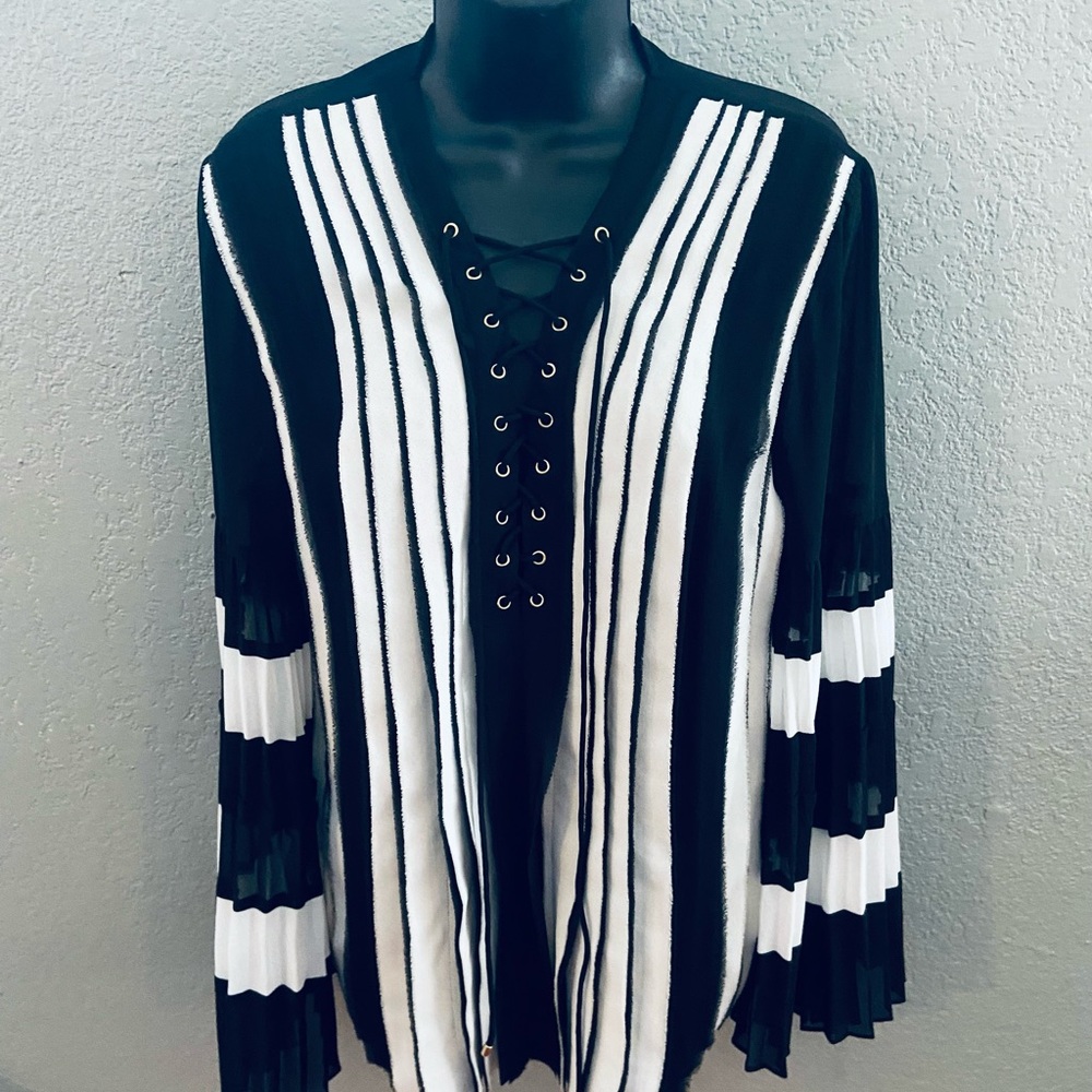 Just Cavelli Women’s Top with Flared Flowing Sleeves - M